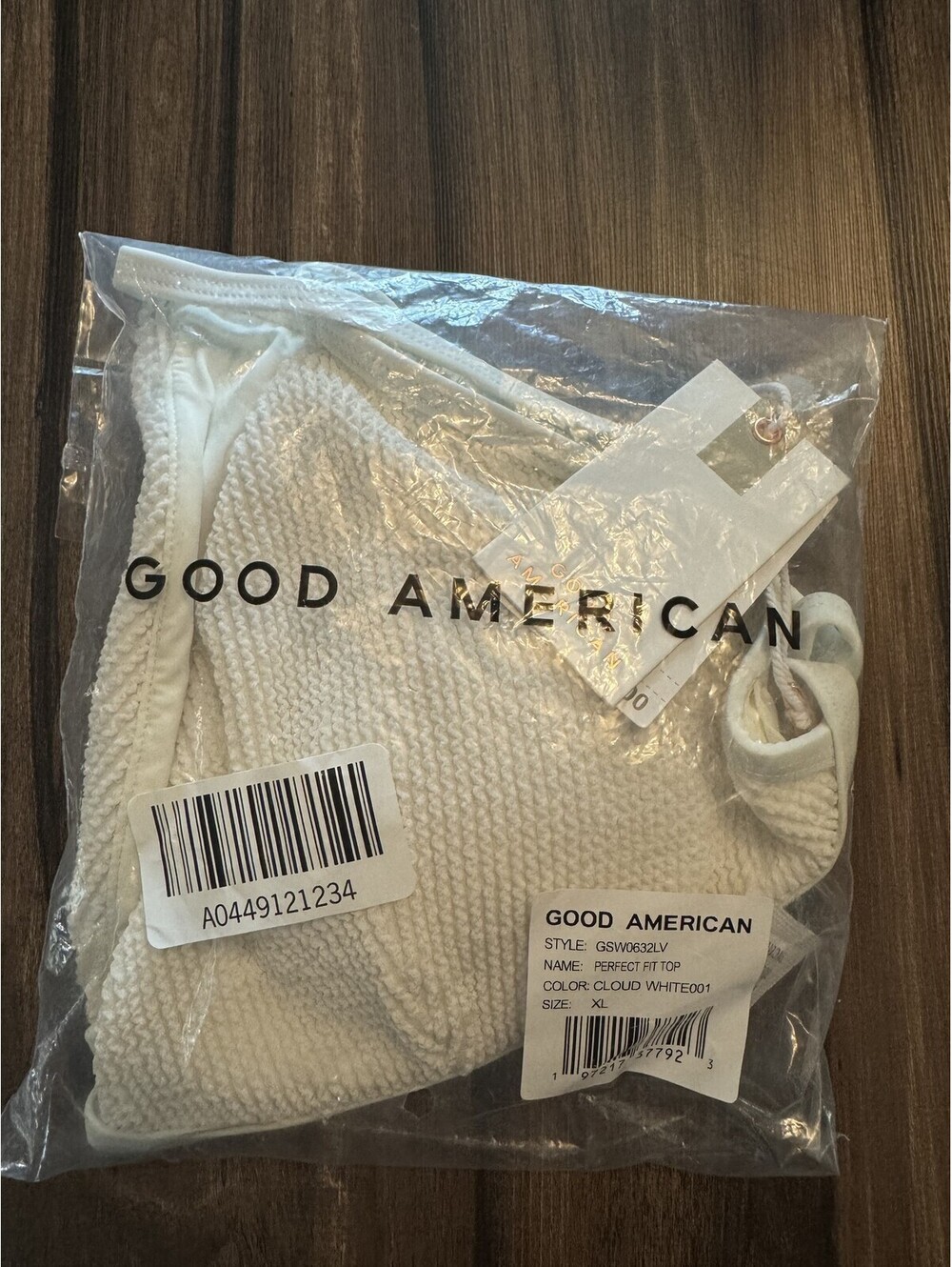 Good American Perfect Fit Bikini Top Cloud White Women's Size XL NWT